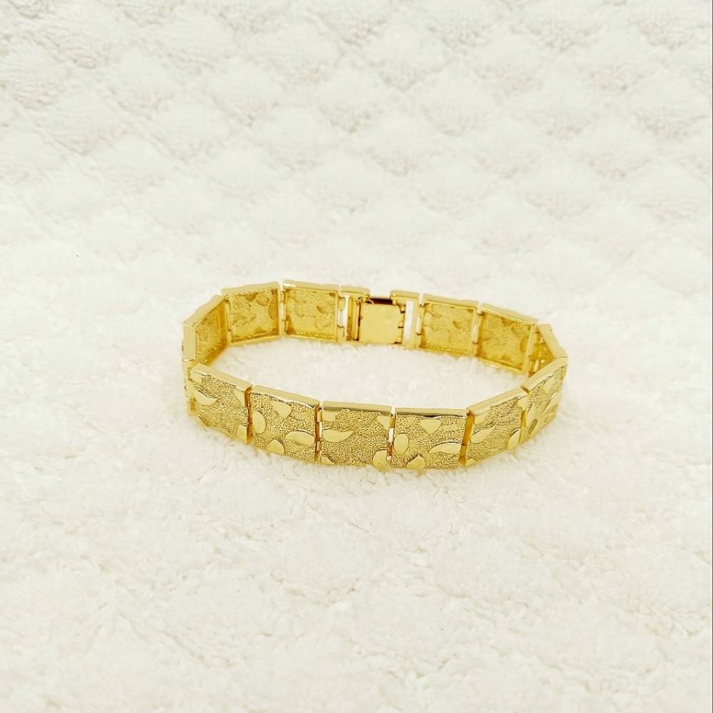 Nugget Textured Rectangle Edge Link Bracelet Thick Chunky Bracelet for Men